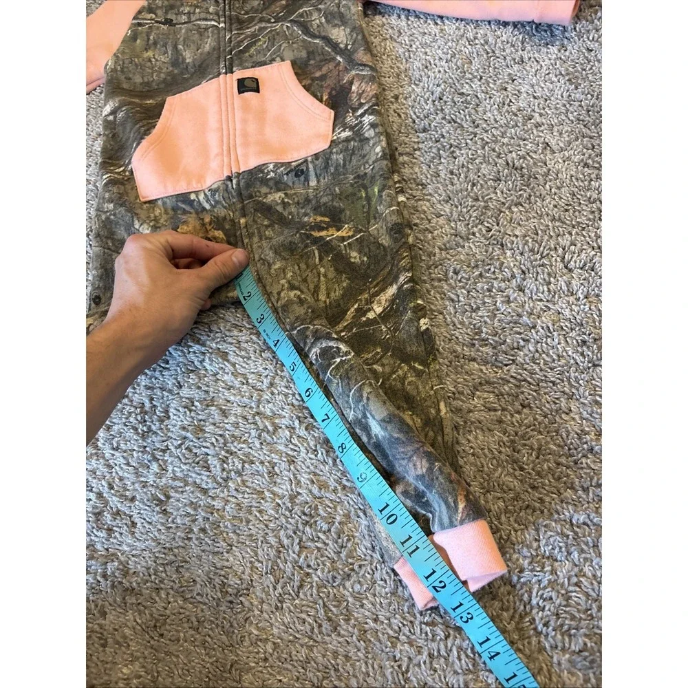 Carhartt Infant Toddler 18M Camo Pink One Piece Suit Overall Hood Bottomland